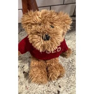 Vintage 2002 Ralph Lauren Polo Teddy Bear Shaggy Brown Plush Red Sweater B5.2